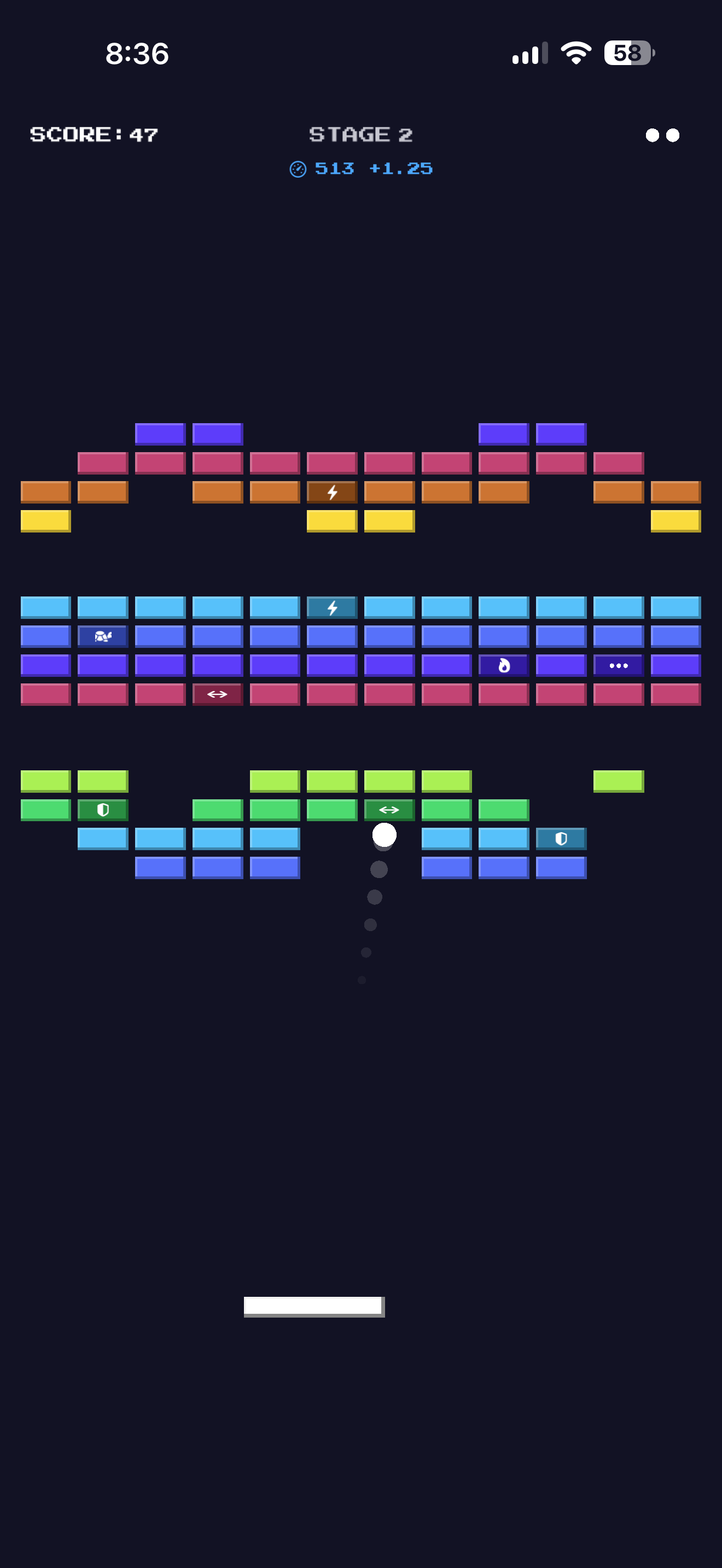 A stage 2 layout built as three separated horizontal bands.